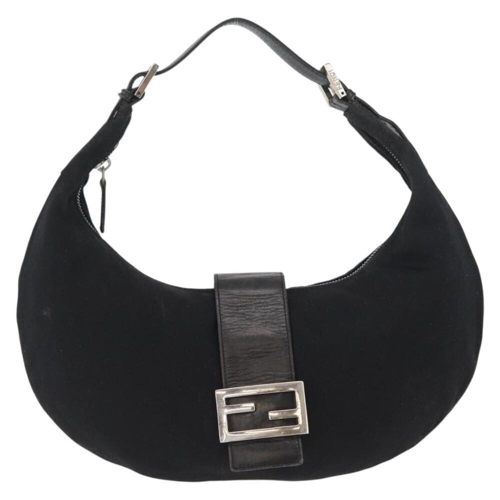 Fendi Nylon Mamma Baguette Shoulder Bag Black